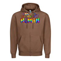 Chestnut we are all human Zipper Hoodie - MaliasSmallBusiness