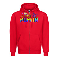 Red we are all human Zipper Hoodie - MaliasSmallBusiness