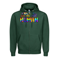 Sports Green we are all human Zipper Hoodie - MaliasSmallBusiness