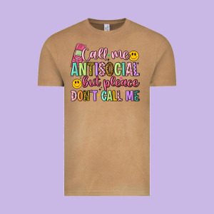 Call Me Antisocial But Please Don't Call Me Vintage Tee Designed By Artiststas