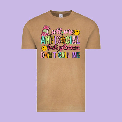 Call Me Antisocial But Please Don't Call Me Vintage Tee Designed By Artiststas