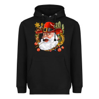 Black Cowboy Santa Heavyweight Hoodie - BundleAndBundleShop