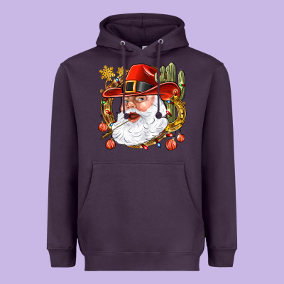 Cowboy Santa Heavyweight Hoodie Designed By Bundleandbundleshop