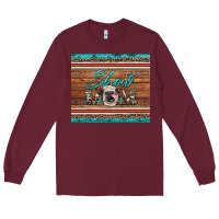 Burgundy show mom aztec cowhide leopard heifer Long Sleeve Tee - Artiststas
