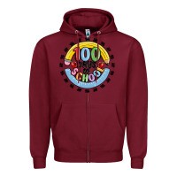 Burgundy 100 days of school Zipper Hoodie - MaliasSmallBusiness
