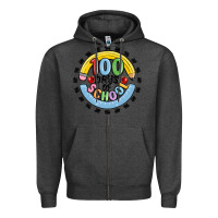 Charcoal Heather 100 days of school Zipper Hoodie - MaliasSmallBusiness