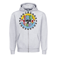 Heather Grey 100 days of school Zipper Hoodie - MaliasSmallBusiness