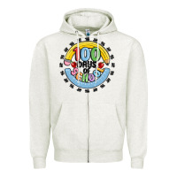 Oatmeal Heather 100 days of school Zipper Hoodie - MaliasSmallBusiness