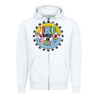 White 100 days of school Zipper Hoodie - MaliasSmallBusiness