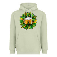 Matcha St. Patricks Sunflower With Beer Heavyweight Hoodie - BundleAndBundleShop