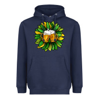 Navy St. Patricks Sunflower With Beer Heavyweight Hoodie - BundleAndBundleShop
