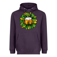 Plum St. Patricks Sunflower With Beer Heavyweight Hoodie - BundleAndBundleShop