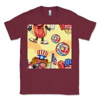 Burgundy patriotic hotdog ice cream donat Classic Tee - BundleAndBundleShop