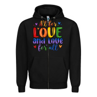 Black all for love and love for all Zipper Hoodie - MaliasSmallBusiness