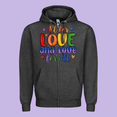 All For Love And Love For All Zipper Hoodie Designed By Maliassmallbusiness