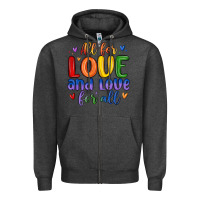 Charcoal Heather all for love and love for all Zipper Hoodie - MaliasSmallBusiness