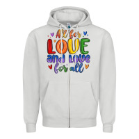 Dove Grey all for love and love for all Zipper Hoodie - MaliasSmallBusiness