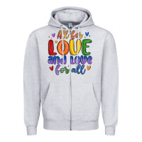 Heather Grey all for love and love for all Zipper Hoodie - MaliasSmallBusiness