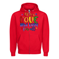 Red all for love and love for all Zipper Hoodie - MaliasSmallBusiness
