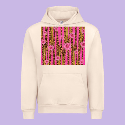 Glitter Pink Stripe Leopard Pattern With Flowers Urban Hoodie Designed By Tumblerdesignbyshophia