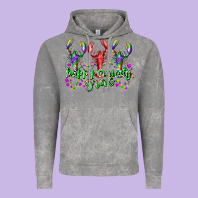 Happy Crawdy Gras Vintage Hoodie Designed By Racoondesign