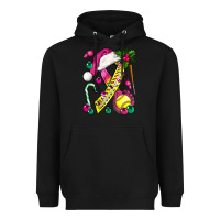 Black Pink Christmas Breast Cancer Ribbon Softball Heavyweight Hoodie - BundleAndBundleShop