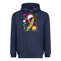 Navy Pink Christmas Breast Cancer Ribbon Softball Heavyweight Hoodie - BundleAndBundleShop