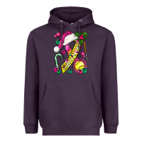 Plum Pink Christmas Breast Cancer Ribbon Softball Heavyweight Hoodie - BundleAndBundleShop