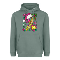 Sage Pink Christmas Breast Cancer Ribbon Softball Heavyweight Hoodie - BundleAndBundleShop