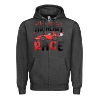 Charcoal Heather you make my heart race valentine's day Zipper Hoodie - MaliasSmallBusiness