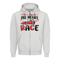 Dove Grey you make my heart race valentine's day Zipper Hoodie - MaliasSmallBusiness