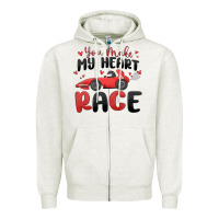 Oatmeal Heather you make my heart race valentine's day Zipper Hoodie - MaliasSmallBusiness