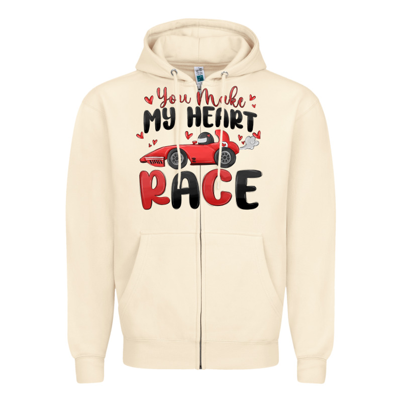 You Make My Heart Race Valentine's Day Zipper Hoodie by MaliasSmallBusiness | Teevron