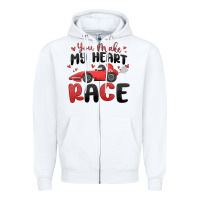 White you make my heart race valentine's day Zipper Hoodie - MaliasSmallBusiness