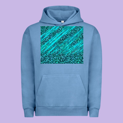 Blue Glitter With Leopard Pattern Urban Hoodie Designed By Tumblerdesignbyshophia
