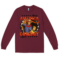 Burgundy make america cowboy again Long Sleeve Tee - AdoDesignShop
