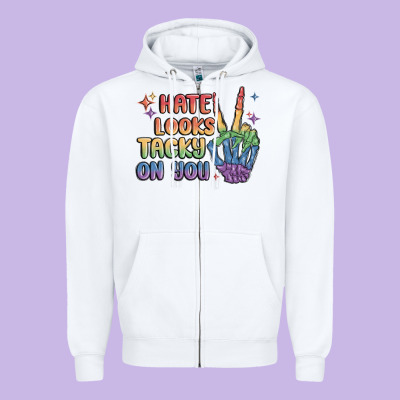 Hate Looks Tacky On You Pride Zipper Hoodie Designed By Maliassmallbusiness