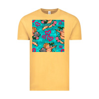 Vintage Mustard valentines day cupid and neon heart seamless pattern Vintage Tee - BundleAndBundleShop
