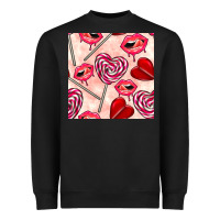 Black valentines day lollipops and lips seamless pattern Heavyweight Sweatshirt - BundleAndBundleShop