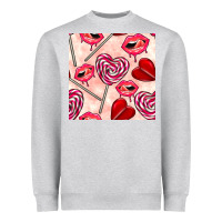 Heather Grey valentines day lollipops and lips seamless pattern Heavyweight Sweatshirt - BundleAndBundleShop