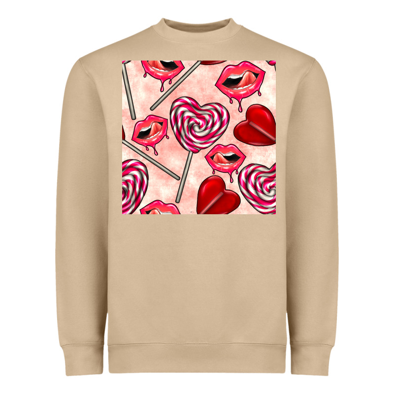 Valentines Day Lollipops And Lips Seamless Pattern Heavyweight Sweatshirt by BundleAndBundleShop | Teevron