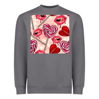 Storm valentines day lollipops and lips seamless pattern Heavyweight Sweatshirt - BundleAndBundleShop