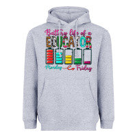 Heather Grey Battery Life Of A Educator Heavyweight Hoodie - BundleAndBundleShop