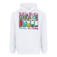 White Battery Life Of A Educator Heavyweight Hoodie - BundleAndBundleShop