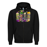 Black mardi gras teacher life Zipper Hoodie - MaliasSmallBusiness