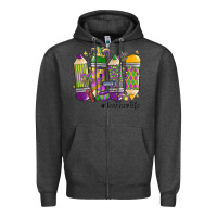 Charcoal Heather mardi gras teacher life Zipper Hoodie - MaliasSmallBusiness