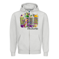 Dove Grey mardi gras teacher life Zipper Hoodie - MaliasSmallBusiness