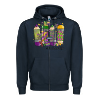 Navy mardi gras teacher life Zipper Hoodie - MaliasSmallBusiness