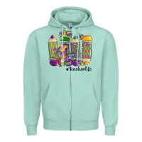 Seafoam mardi gras teacher life Zipper Hoodie - MaliasSmallBusiness