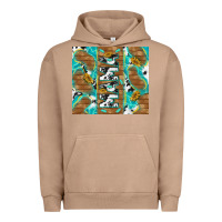 Pigment Burro cowhide mama with rustic teal wood Urban Hoodie - TumblerDesignByShophia